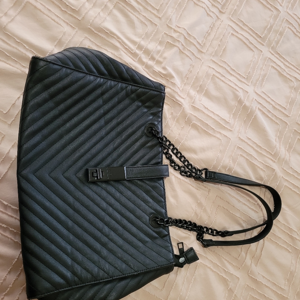 Aldo black leather purse with magnetic clamp